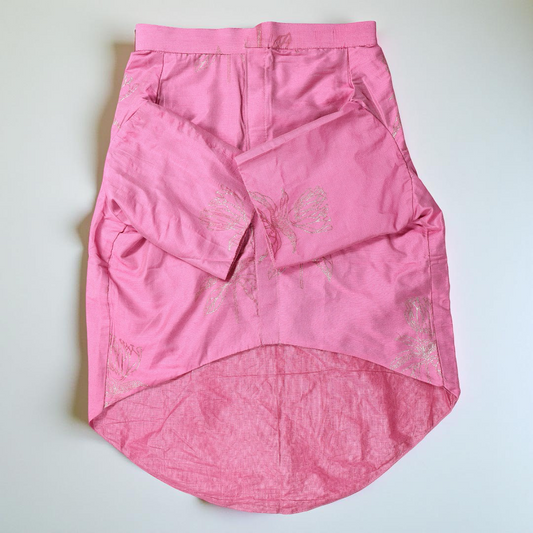 Pink Dog Kurta with Rayon golden motif print Work
