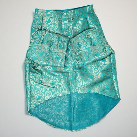 Aqua Green Silk Brocade Zari Work Dog Kurta