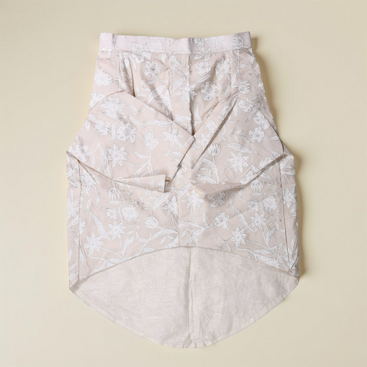 Beige Cotton Silk Dog Kurta with Creeper Print