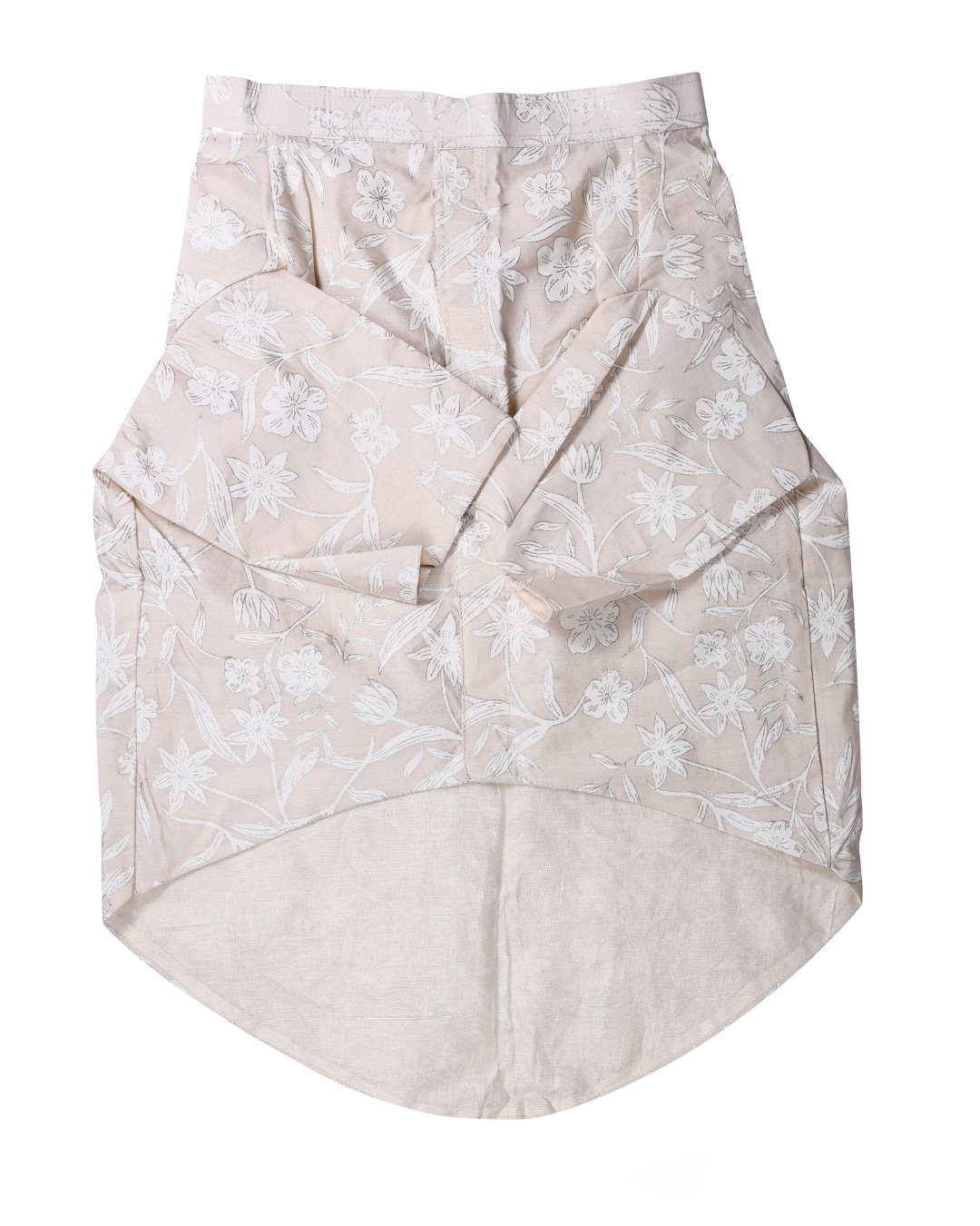 Beige Cotton Silk Dog Kurta with Creeper Print