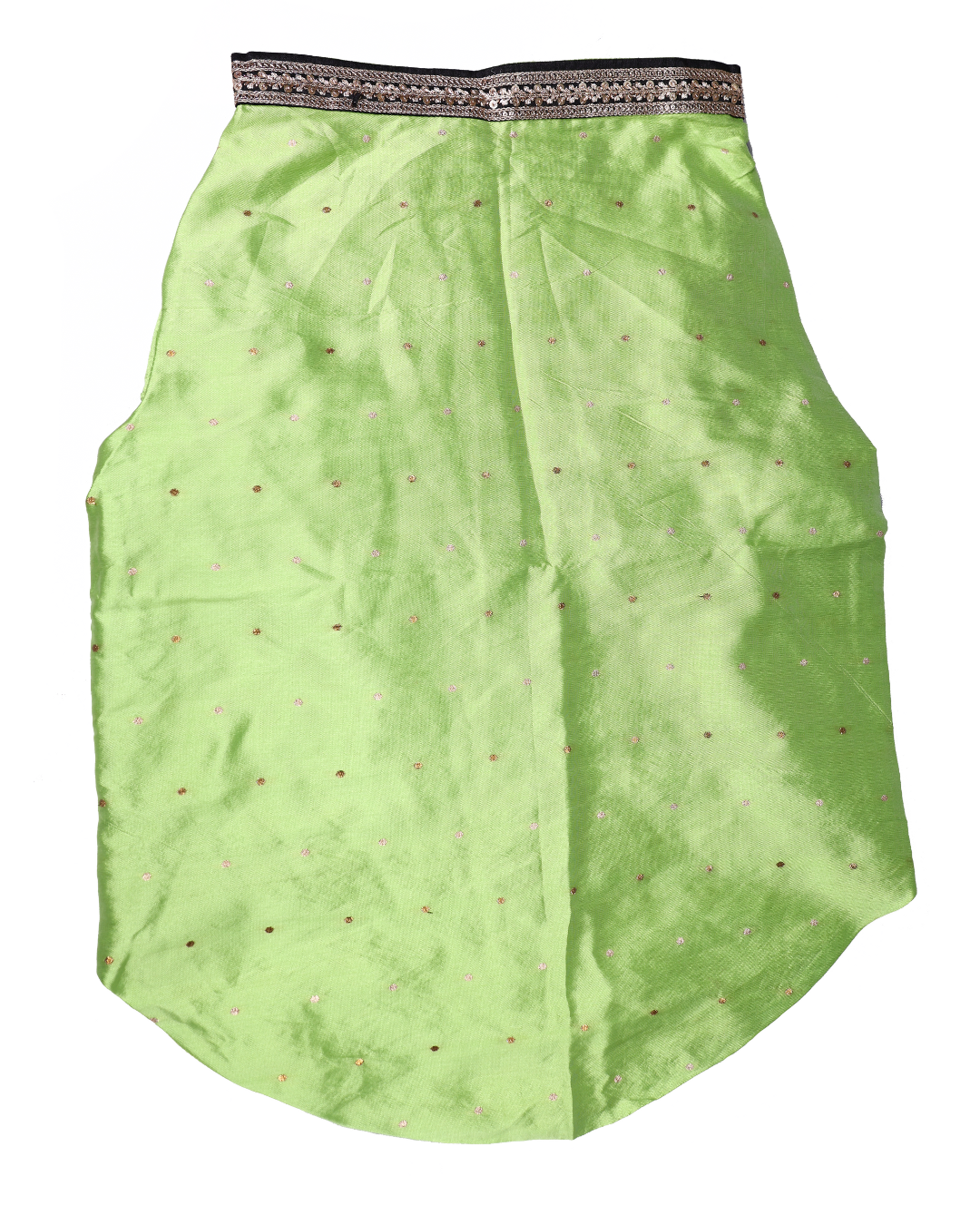 Lime Green Silk Dog Kurta with Black Zari Lace