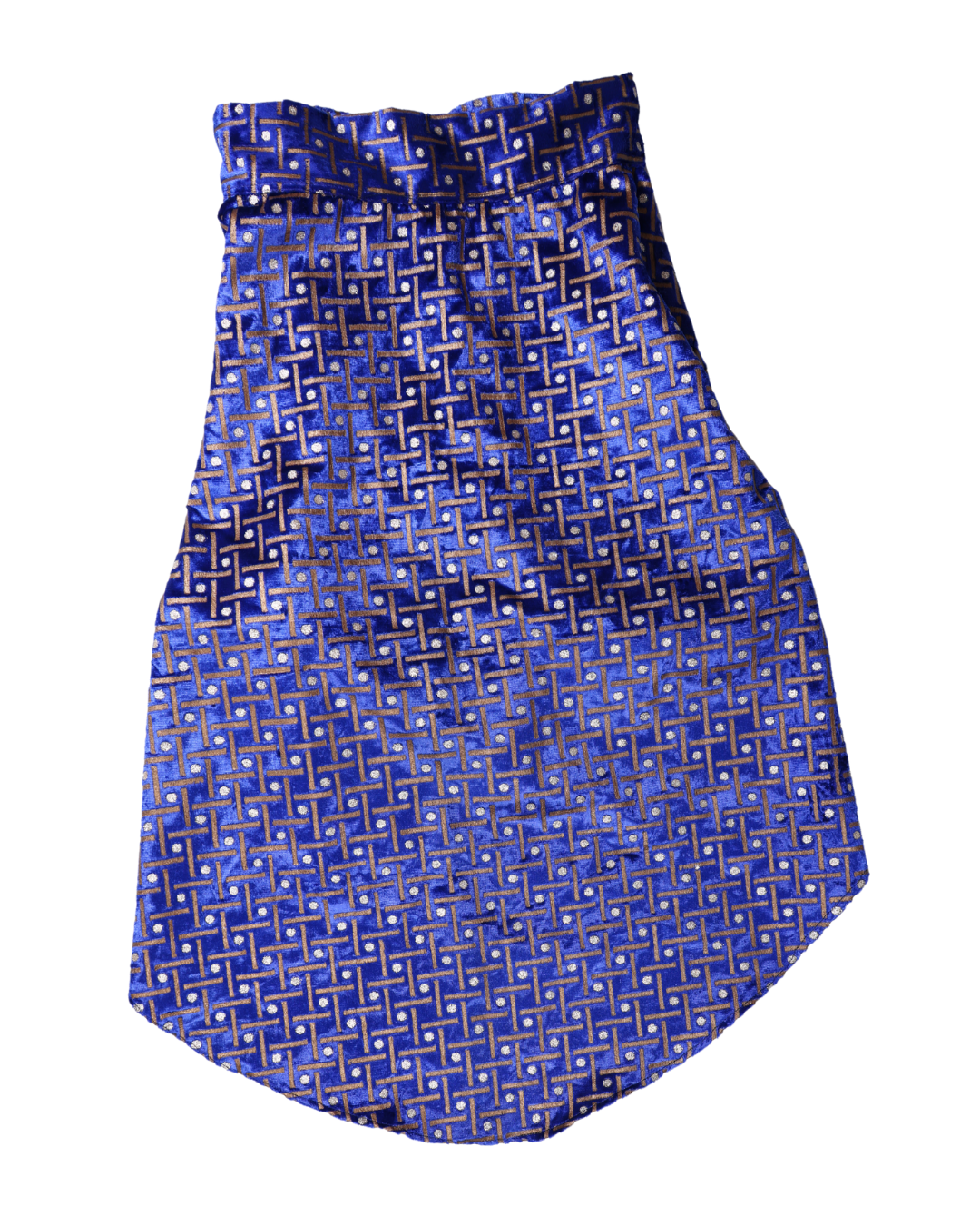 Navi Blue Velvet Fabric Gold Print Dog Kurta