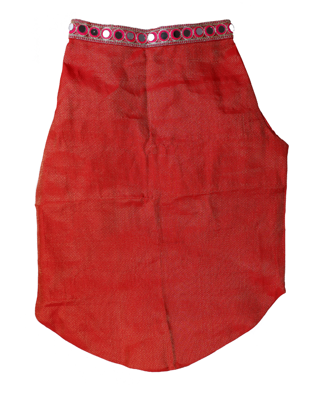 Red & Gold Weave Work Silk Mirror Work Dog kurta