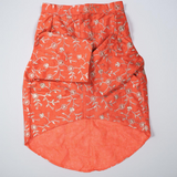 Orange Raw Silk Fabric Gold Zari Work Dog Kurta