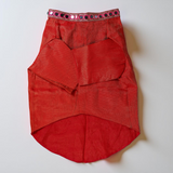 Red & Gold Weave Work Silk Mirror Work Dog kurta